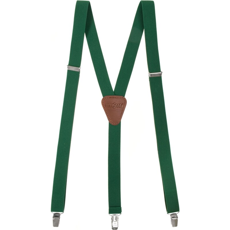 Avantgard Hosenträger in Y-Form mit Clips Smaragdgrün dunkelbraunes Leder