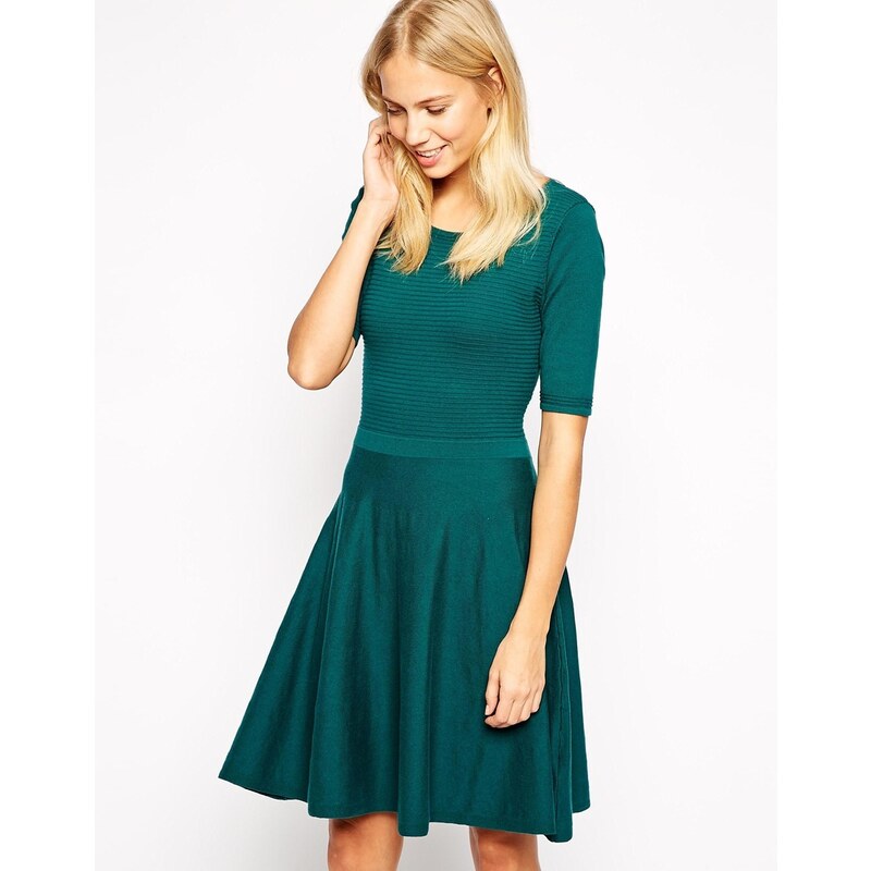 Oasis - Ausgestelltes Kleid aus Wellenstrick - Grün