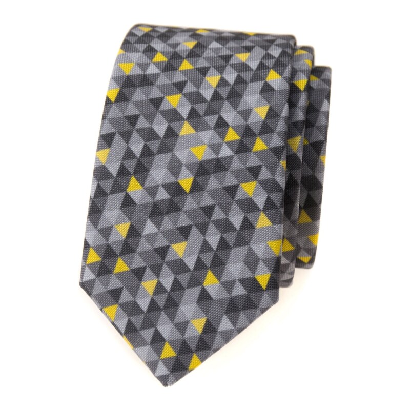 Avantgard Graue schmale Krawatte mit dreieckigem Muster