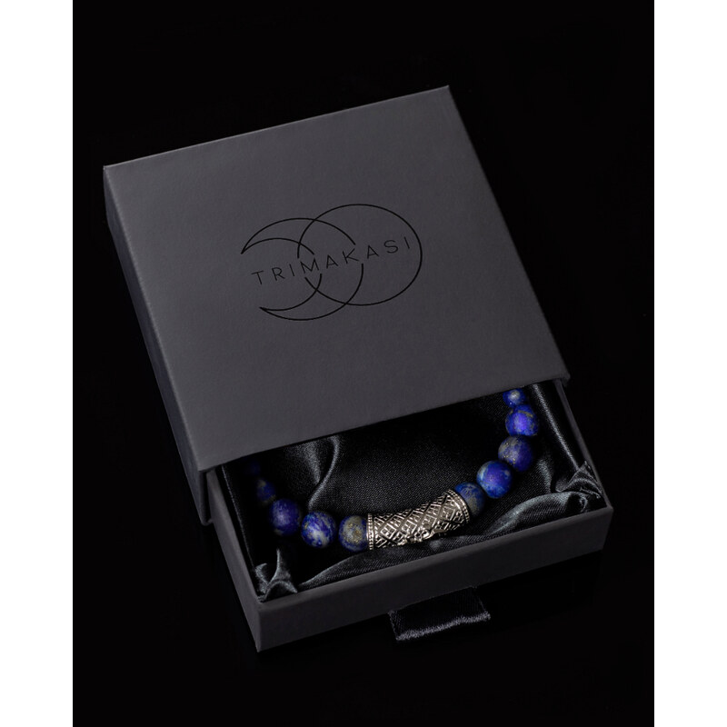 Lapis Lazuli Silber Armband für Männer Trimakasi