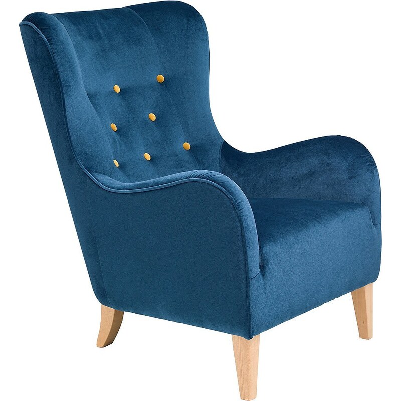 Max Winzer® Sessel mit farbigen Zierknöpfen »Melina«, mit Holzfüßen