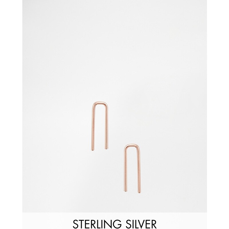 ASOS - Rosévergoldete Mini-Ohrringe aus Sterlingsilber zum Durchstecken - Rosévergoldete