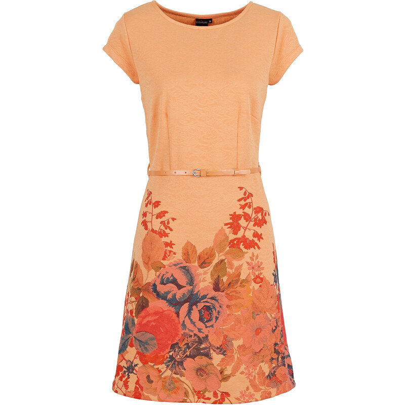 BODYFLIRT Shirtkleid mit Gürtel/Sommerkleid kurzer Arm in orange von bonprix