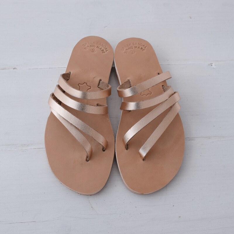 Grecian Sandals Classic Multi Strap Leather Slides - Multiple Colors
