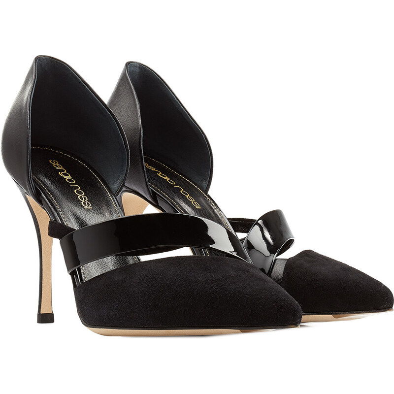 Sergio Rossi Leather-Suede Cut-Out Detailed Pumps
