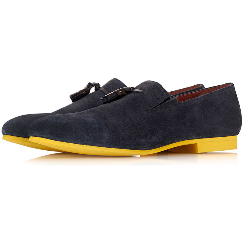 Topman Mens House Of Hounds Navy Suede Tassle Loafers