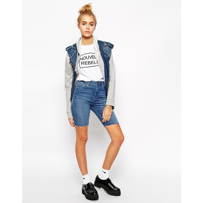 ASOS - Ridley - Jeansshorts in Busted Blue