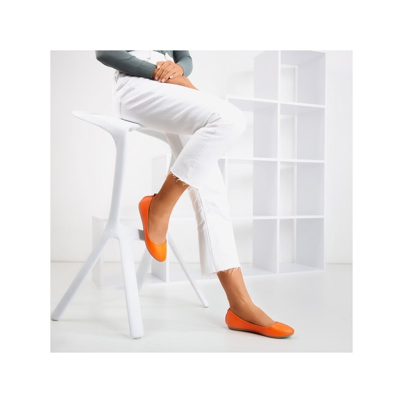 Abloom Neonorange Damen-Öko-Ballerinas - Leder Nastis - Schuhe - neon || orange