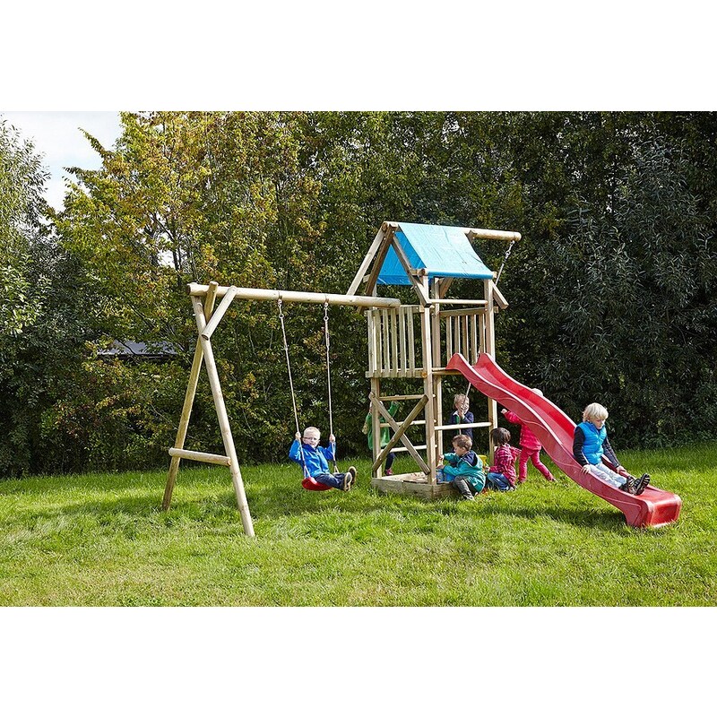 Dein Spielplatz Spielturm mit Wellenrutsche, rot »Asterix mit Planendach«