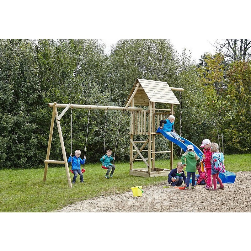 Dein Spielplatz Spielturm mit Sandkasten und Holzdach, ohne Wellenrutsche »Obelix XL«