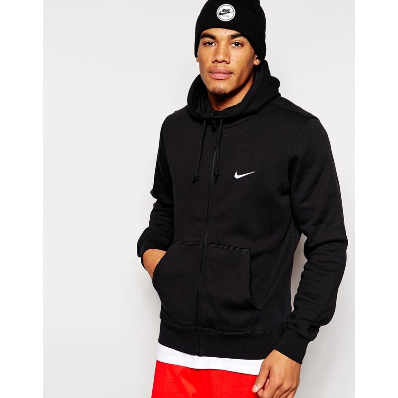 Nike - Kapuzenpullover mit Reißverschluss und Swoosh-Logo - Schwarz