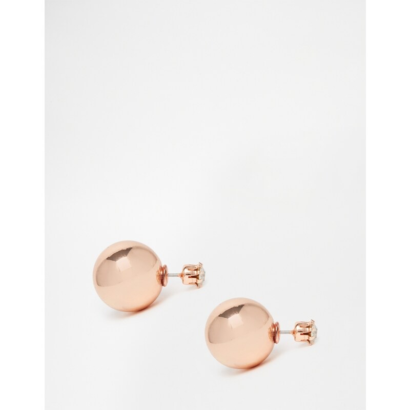ASOS - Ohrringe mit zwei Metallkugelanhängern - Rosévergoldete