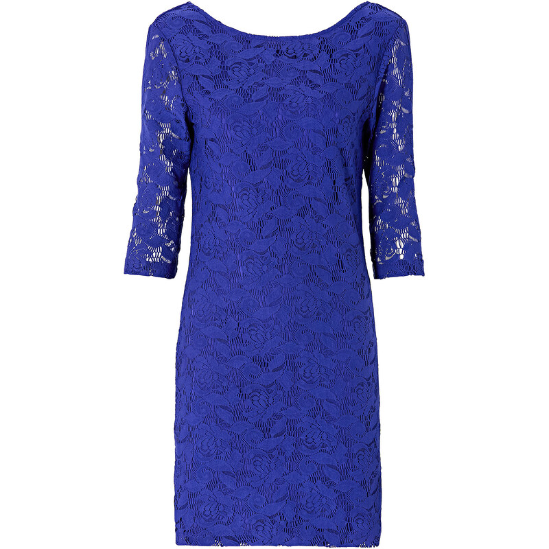 RAINBOW Spitzen-Kleid 3/4 Arm in blau von bonprix