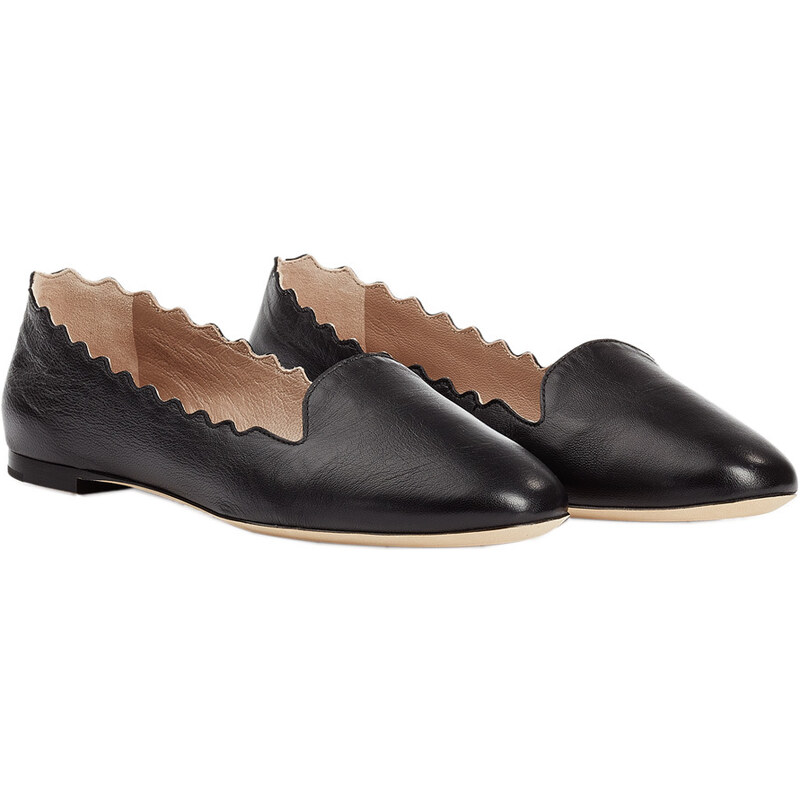 Chloé Lauren Scalloped Leather Loafers