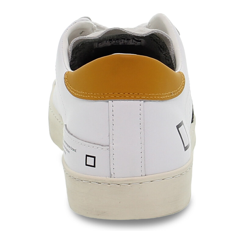 Sneaker D.A.T.E. HILL LOW CALF WHITE-ORANGE aus Leder Weiß