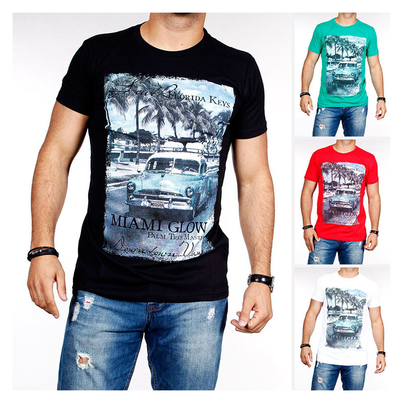 Lesara Herren-T-Shirt mit Miami-Print - Rot - XL
