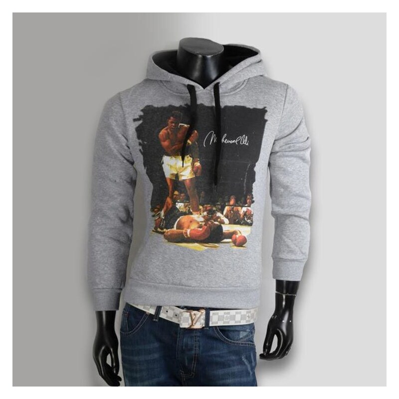 Lesara Herren-Sweatshirt mit Muhammad Ali-Motiv - Grau - L