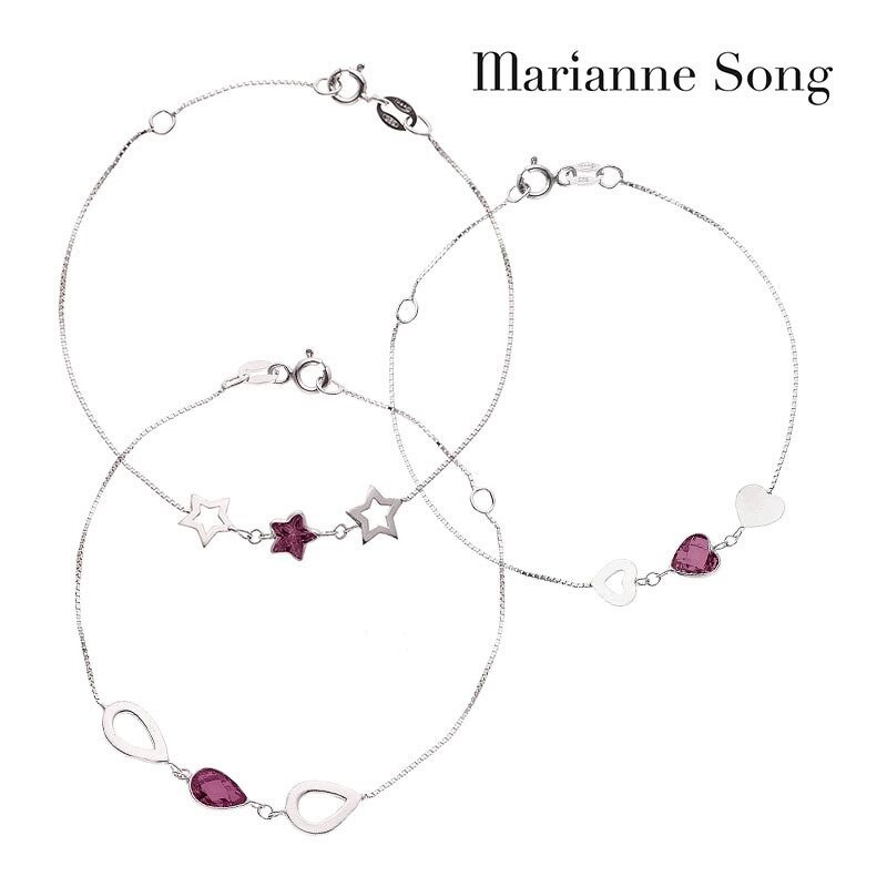 Lesara Marianne Song Amethyst-Edelstein-Armbänder mit 925er Silber - Herz