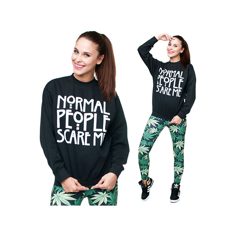 Lesara Sweatshirt Normal people scare me - Schwarz - S