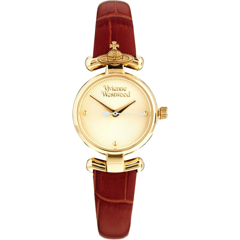 Vivienne Westwood - Uhr mit braunem Lederarmband und Reichsapfeldesign VV090GDBR - Braun