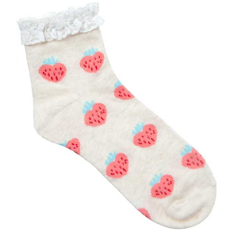 Tally Weijl Weiße Socken mit Erdbeer-Print