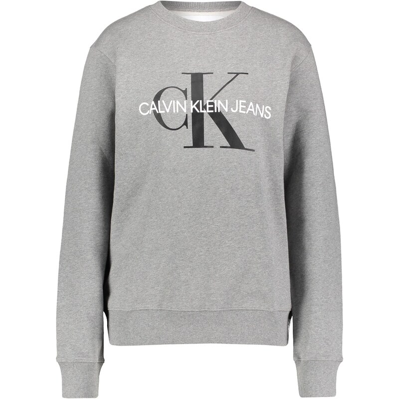 Iconic X-Small Klein Crewneck Herren (Herstellergröße: Grey Sweatshirt, P2f), Heather Monogram Calvin XS) (Mid Grau Jeans