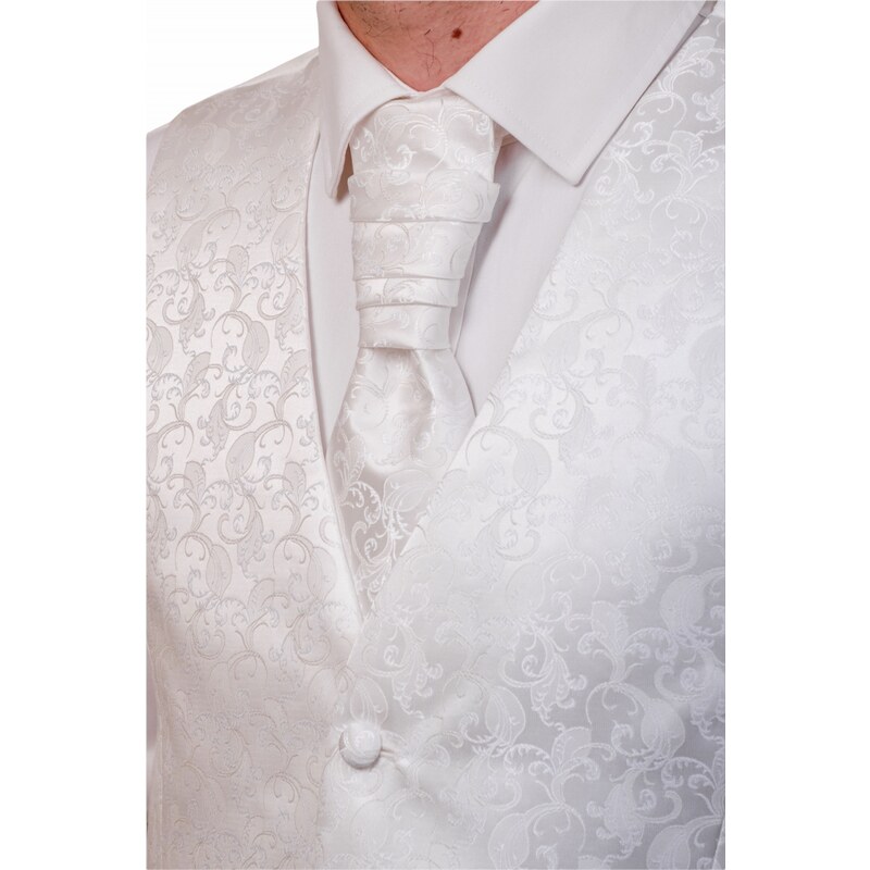 Avantgard Cremige Hochzeitskrawatte und französische Krawatte fein gemustert