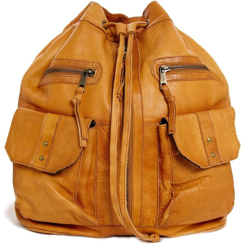 ASOS Leather Vintage Style Duffle Backpack
