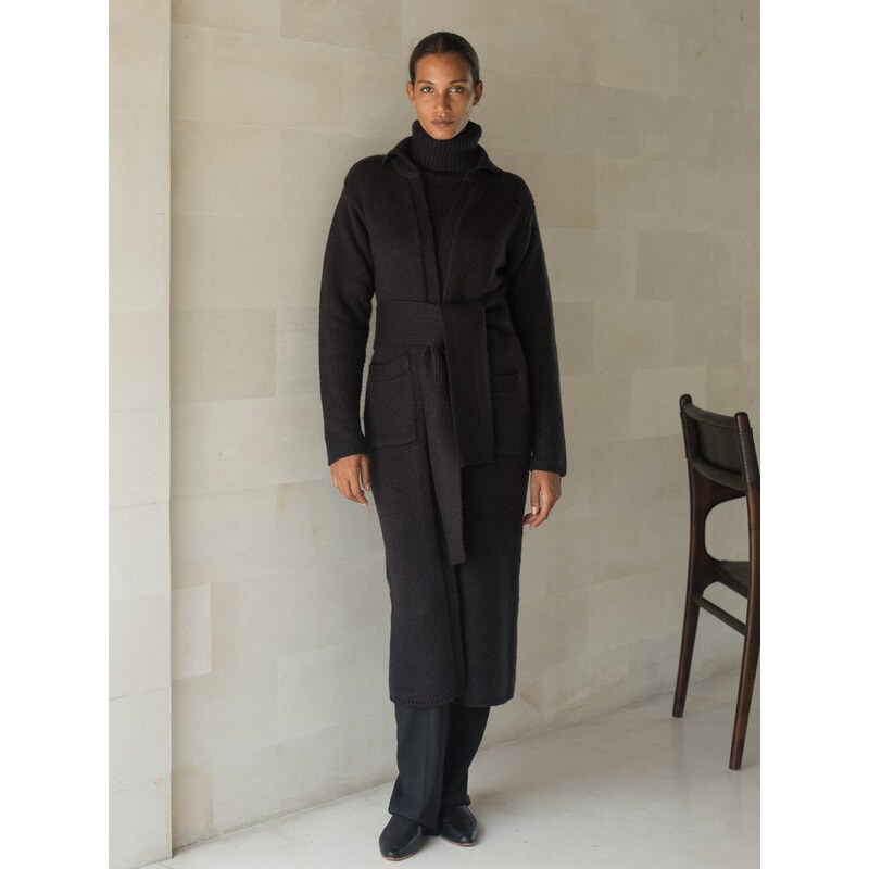 Luciee Iman Mohair Coat In Black