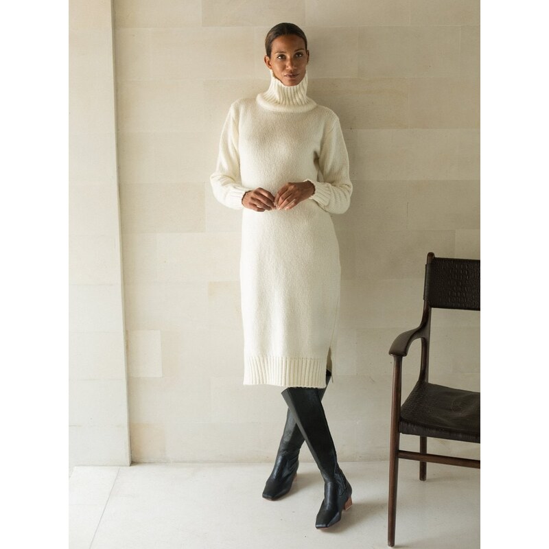 Luciee Iman Sweater Dress In Ivory