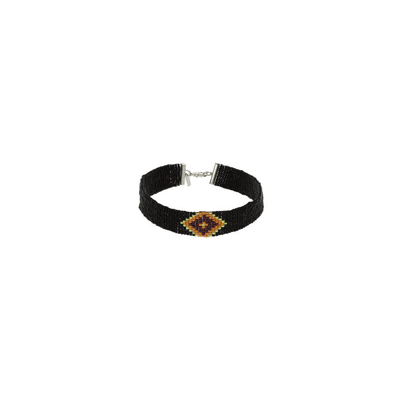 Topshop Azteken-Halsband mit Zierperlen - Schwarz