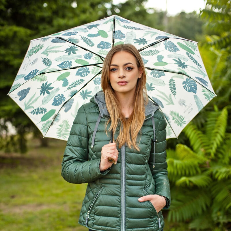 Damen Faltregenschirm PERLETTI GRÜN mit von Blätter
