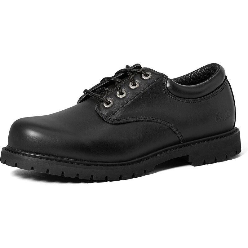 Black leather skechers mens online