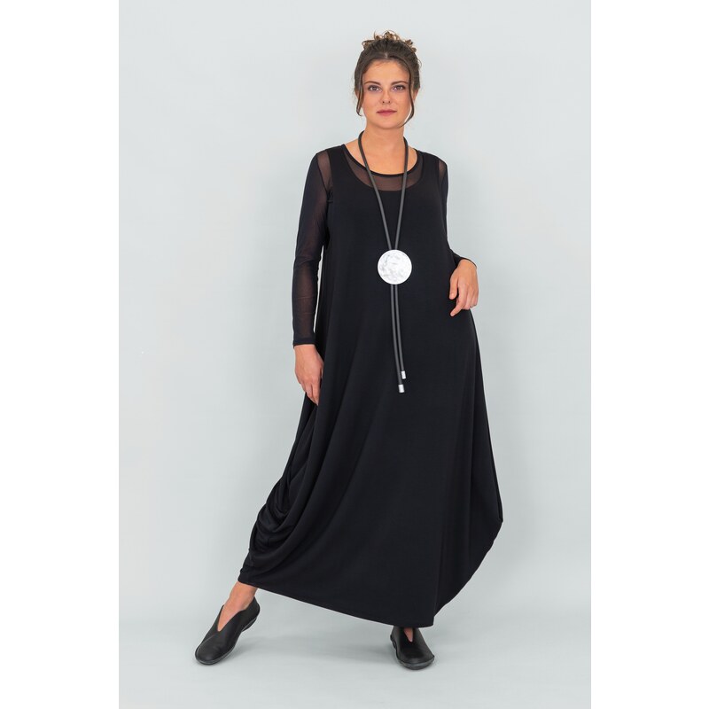 déjà vu Pinos Kleid in Tulpenform aus Bambusfaser in schwarz Einheitsgröße - dejavu Fashion