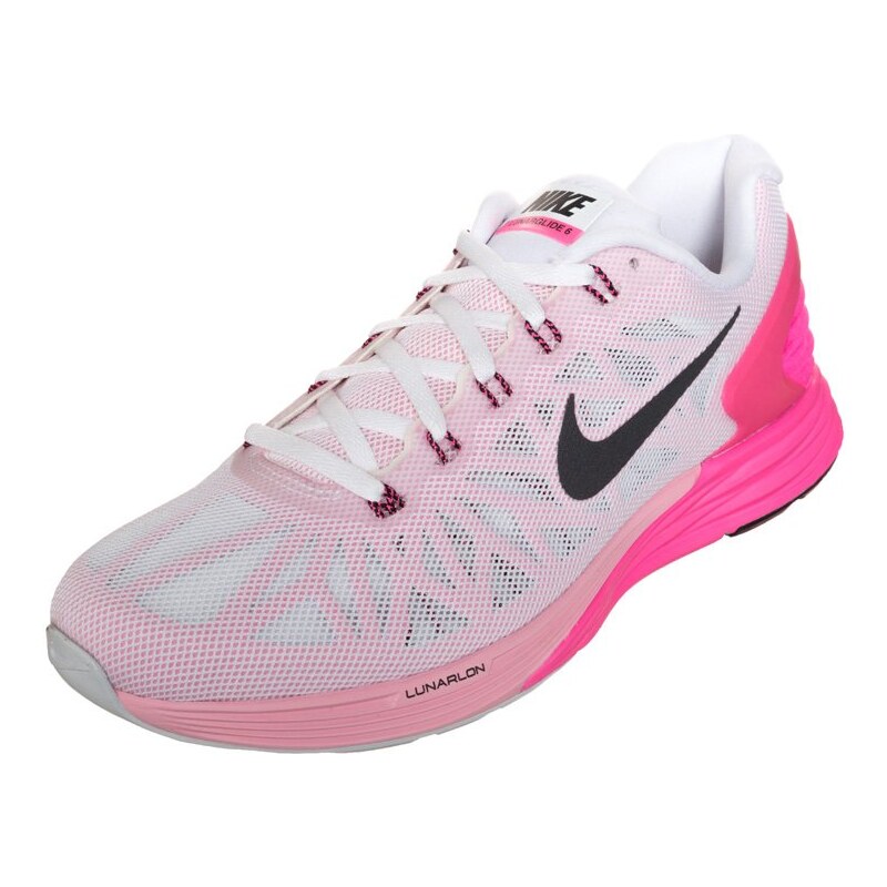 Nike Performance LUNARGLIDE 6 Laufschuh Stabilität white/black/pink pow/space pink