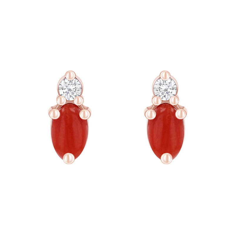 Eppi Goldene Cluster-Ohrringe mit Korallen und Diamanten Herve