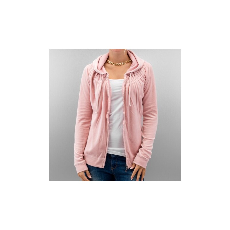 Only Lissy Velour Sweat Zip Hoody Silver Pink
