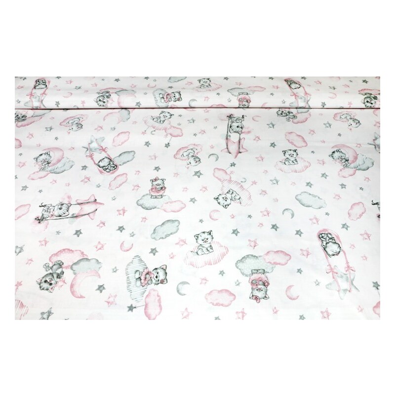 MADE IN ITALY Baumwollstoff Cats pink, h. 140 cm