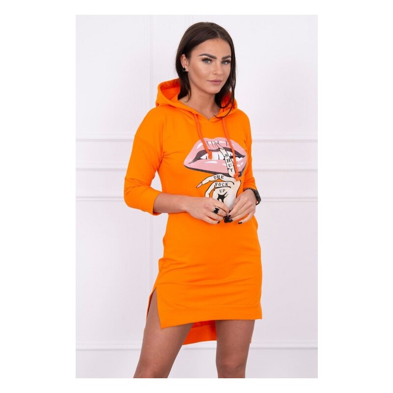 Kesi Kleid mit verlängertem Rücken und farbigem Aufdruck vorne MI64632 orange