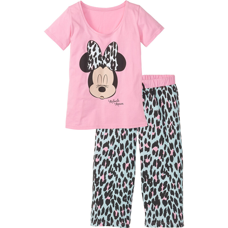 Capri Pyjama Minnie Mouse kurzer Arm in rosa für Damen von bonprix
