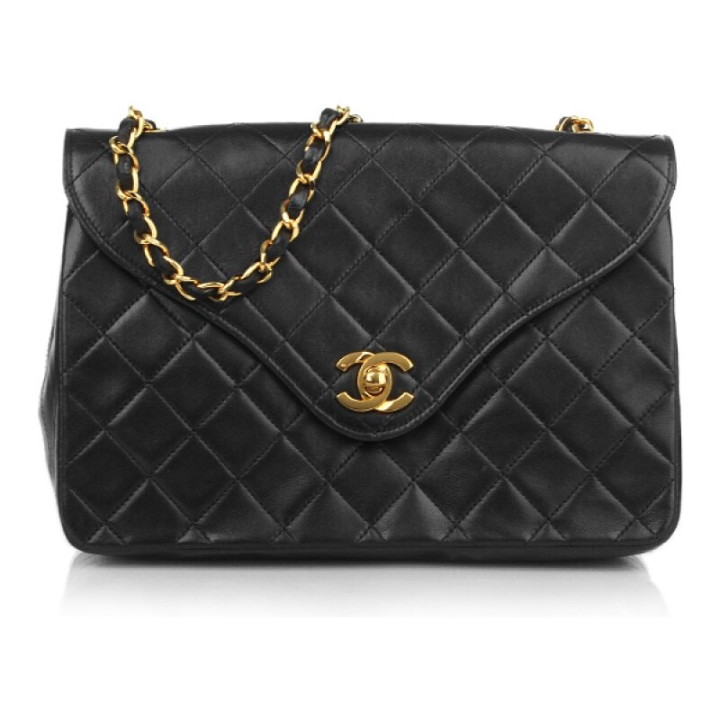 Chanel Vintage Quilted Flap Over Bag Black Handtaschen