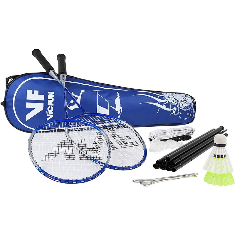 VICFUN Set: Badminton-Set inkl. 2 Schläger, 3 Nylonbälle, 1 Netz mit Stangen, Victor, »Deluxe XA 2.2«