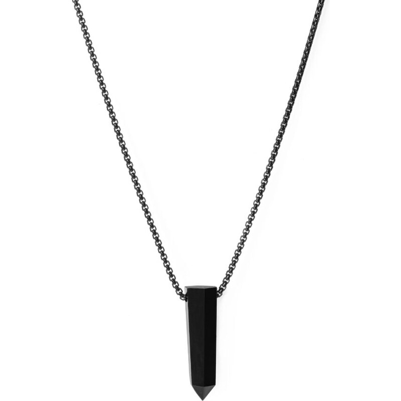 Schwarze Obsidian Spitze Halskette für Männer Trimakasi
