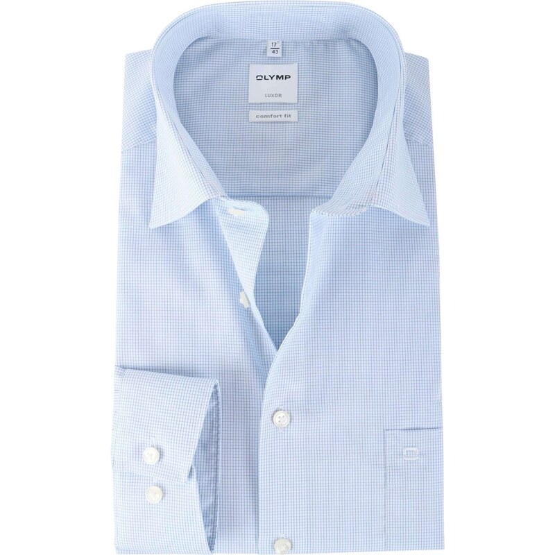OLYMP Karo Comfort Hemd Fit Blau Luxor
