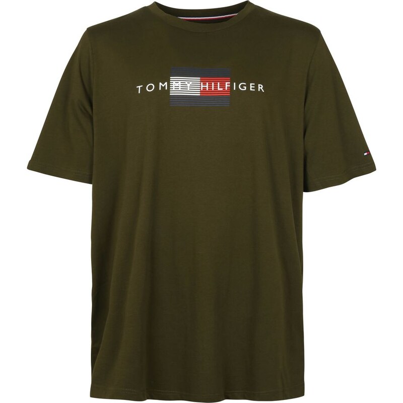 Tommy Hilfiger Big and Tall Logo Lines T Shirt Dunkelgrun