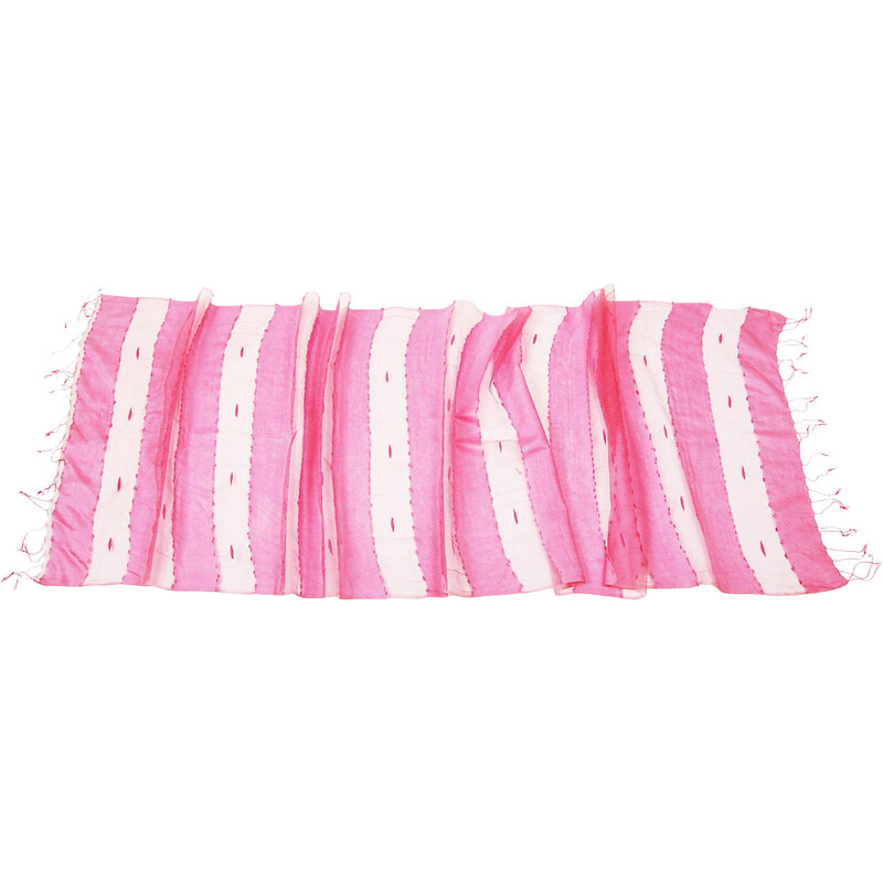 Pranita Schal Organza gestreift rosa