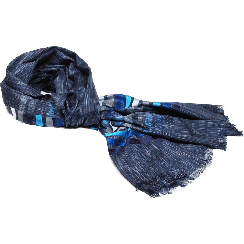 Pranita Schal aus Viskose und Seide mit Streifen dunkelgrau mit Grau und Blau