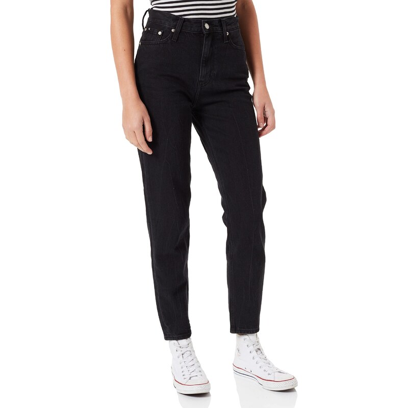 Calvin Klein Damen Mom Jeans, Denim Black, 32 W