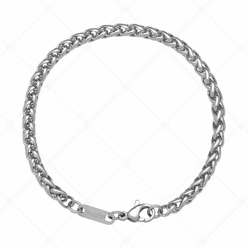 BALCANO - Braided / Edelstahl geflochtene Ketten-Armband, mit Hochglanzpolierung - 4 mm