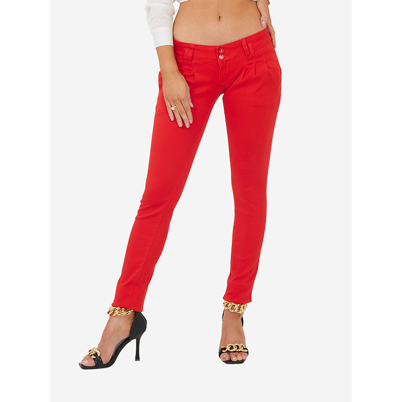TrangJEANS Damenhose aus rotem Stoff mit niedriger Taille - Kleidung - rot